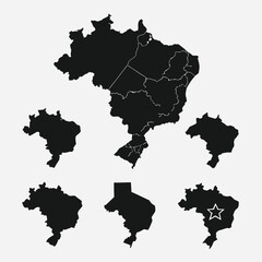 Brazil Map States Regions Vector Set