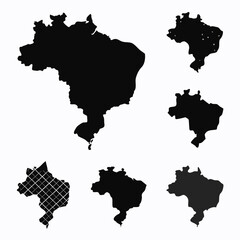 Brazil Map States Regions Vector Set