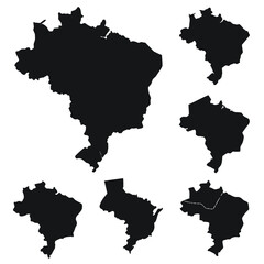 Brazil Map States Regions Vector Set
