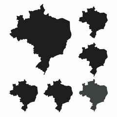 Brazil Map States Regions Vector Set
