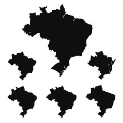 Brazil Map States Regions Vector Set