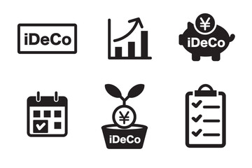 iDeCoと投資の白黒アイコンセット
