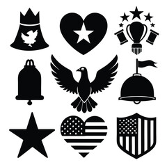 Patriotic, Memorial & Symbolic Icons Silhouettes Set