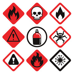 Hazardous Warning Signs and Symbols Set