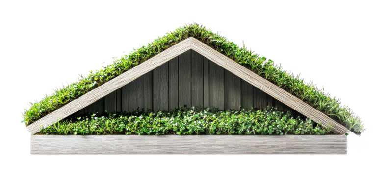 Green Roof for Sustainable Architecture and Design - Isolated on White Background