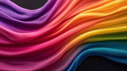 Colorful waves of fabric in vibrant hues flowing gracefully.