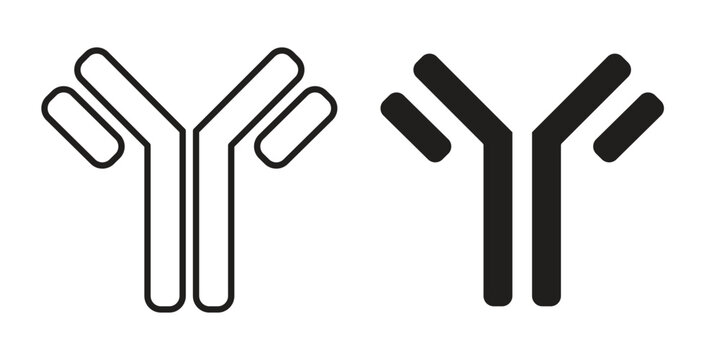Antibody icon symbol set in black. line and flat icons