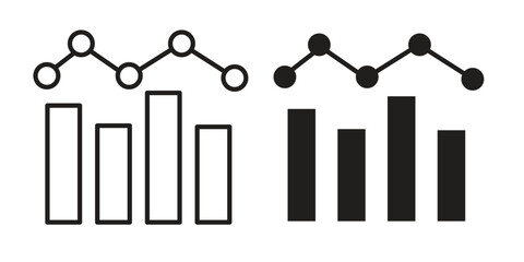 Benchmarking icon symbol set in black. line and flat icons