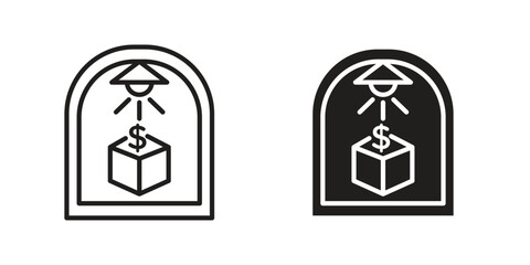 Business incubator icon symbol set in black. line and flat icons