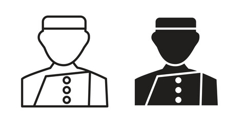 Concierge icon symbol set in black. line and flat icons