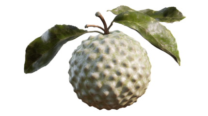 A fresh yet unique apple with bumpy texture and glossy leaves a testament to nature s artistry on transparent background