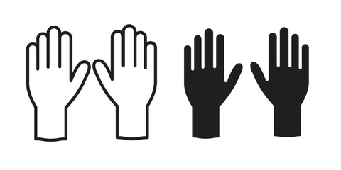 Gloves icon symbol set in black. line and flat icons