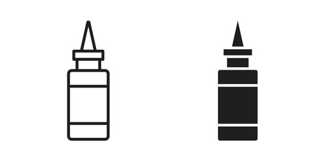 Glue icon symbol set in black. line and flat icons