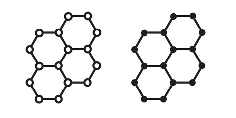Obraz premium Graphene icon symbol set in black. line and flat icons