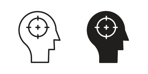 Intention icon symbol set in black. line and flat icons