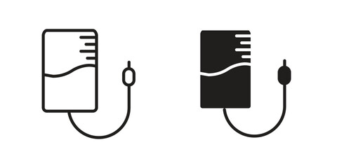 Intravenous icon symbol set in black. line and flat icons