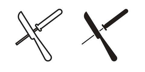 Knife sharpener icon symbol set in black. line and flat icons