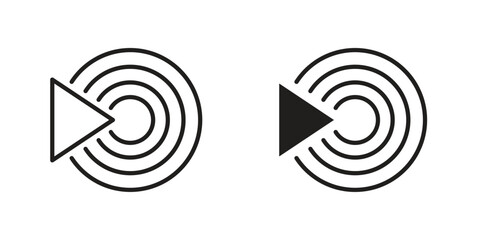 Livestream icon symbol set in black. line and flat icons