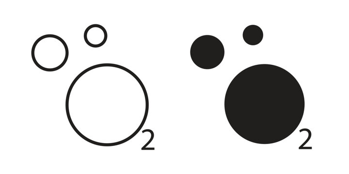 Oxygen O2 icon symbol set in black. line and flat icons
