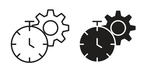 Productivity icon symbol set in black. line and flat icons