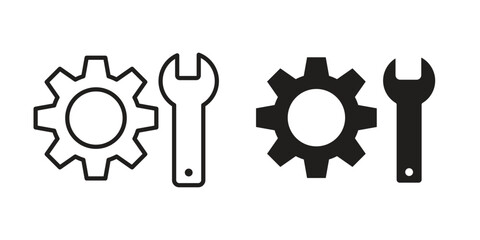 Productivity tools icon symbol set in black. line and flat icons