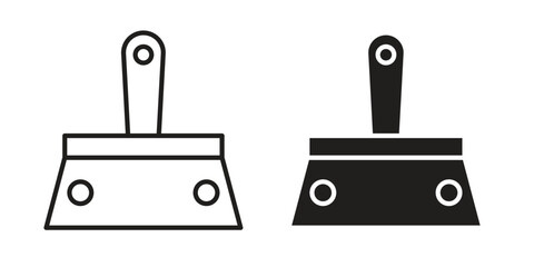 Putty knife icon symbol set in black. line and flat icons