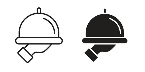 Restaurant Tray icon symbol set in black. line and flat icons