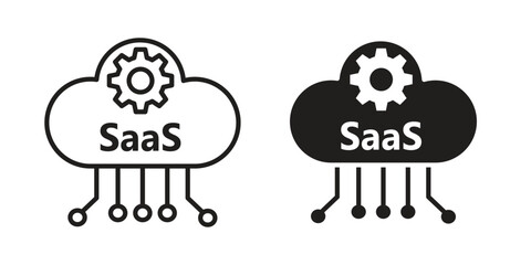 SaaS icon symbol set in black. line and flat icons