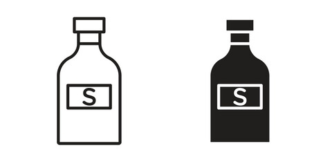 Solvent icon symbol set in black. line and flat icons