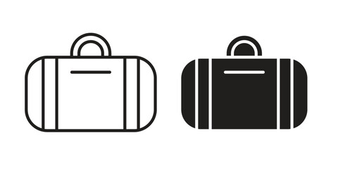 Sports bag icon symbol set in black. line and flat icons