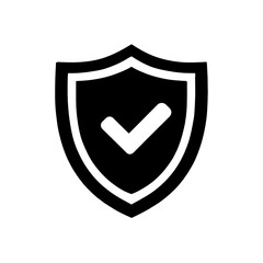 Shield icon with a checkmark inside representing security and protection assurance symbol design element