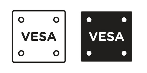 Vesa icon symbol set in black. line and flat icons