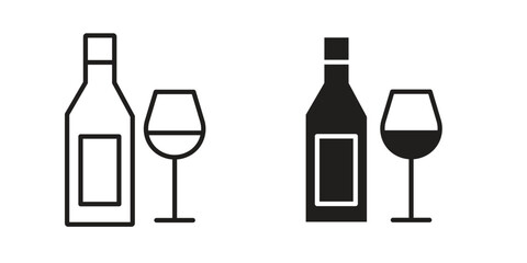 Vodka icon symbol set in black. line and flat icons