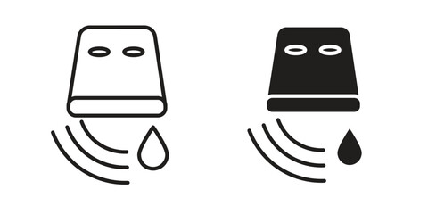 Water sensor icon symbol set in black. line and flat icons