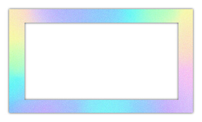 Soft holographic gradient with glitter texture frame border on transparent background