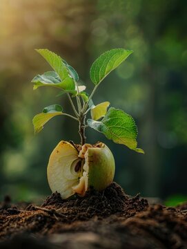 apple core sprouting into a new tree circular economy