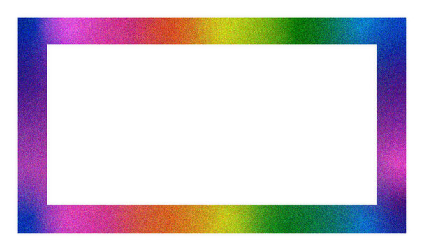 Colorful rainbow glitter frame border isolated on transparent background