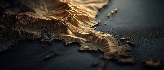 Detailed topographic map of Middle Earth from Tolkien's book