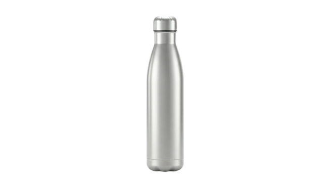 Silver Insulated Water Bottle Mockup.