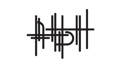 Abstract Black Line Art Design Intersecting Vertical and Horizontal Lines Geometric Pattern