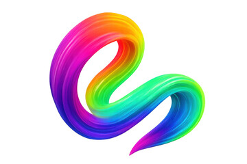 Colorful brush stroke swirling on transparent background, creating a vibrant and dynamic visual effect