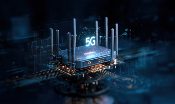 Next generation router showing high speed 5g technology for home networks