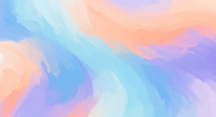 Abstract painting with blended pastel colors, featuring blue, purple, and peach hues in a fluid, swirling pattern.