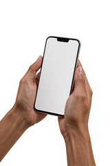 Hands Holding Smartphone with Blank Screen