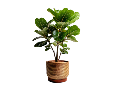 Fiddle leaf fig tree on white background. png