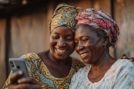 Smiling African Women Using Smartphone for Digital Literacy