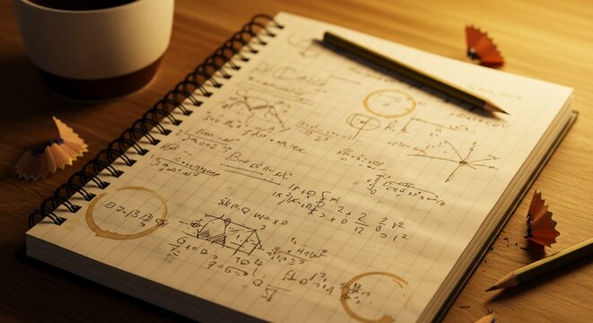Notebook with Math Equations - Powered by Adobe