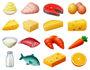 Food 3D vector icon set png