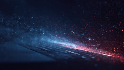 Obraz premium Digital glow, keyboard, particles