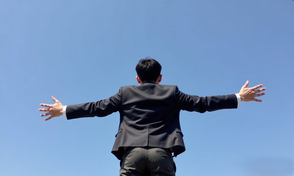 young businessman jumping - Powered by Adobe